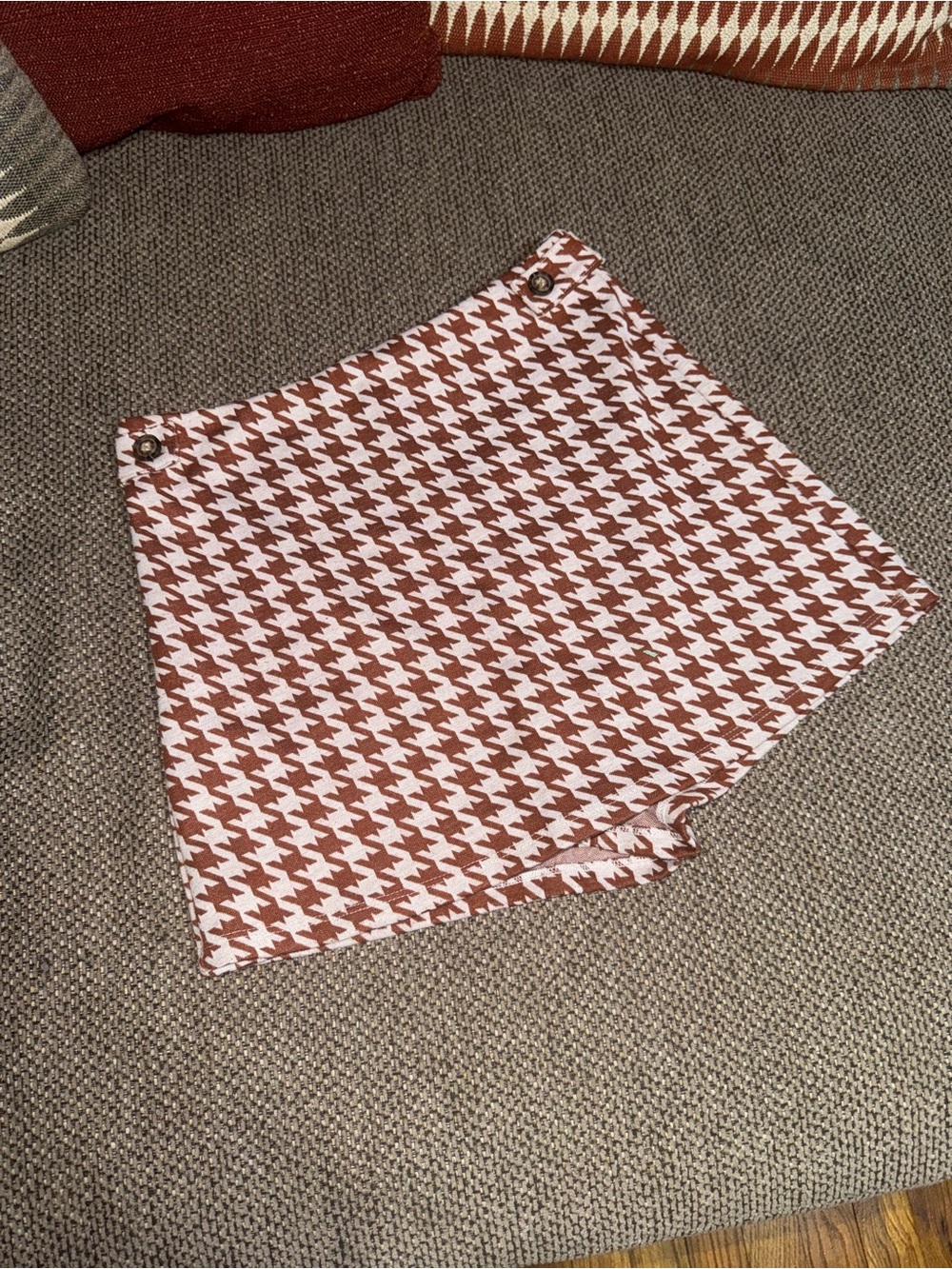 Altar'd State Rust and White Houndstooth Mini Skort
